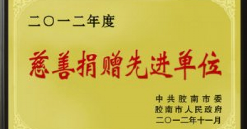 公司榮獲“2012年度慈善捐贈(zèng)募捐先進(jìn)單位”稱(chēng)號(hào)